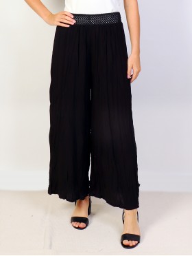 Solid Color Wide-Leg Full-length Pants